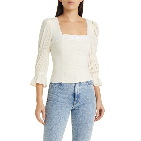 Reformation Tops - Reformation Amalie Tiered Sleeve Square Neck Top size 8 NWT